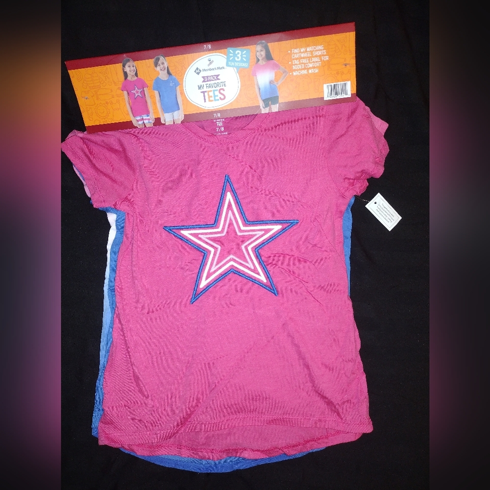 Pink and Blue Girls' 3-Pack Tees